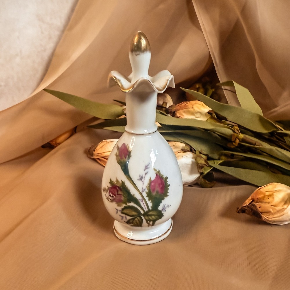 Floral Porcelain Perfume‎ Bottle Vintage
